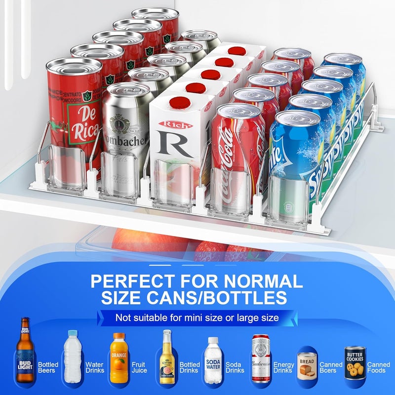 nabobt Drink Organizer for Fridge, drink dispenser for fridge, Automatic Pusher Glide,12oz 16oz 20oz-Soda Dispenser for Fridge-Holds up to 25 Cans - 5 Rows White - Image 3